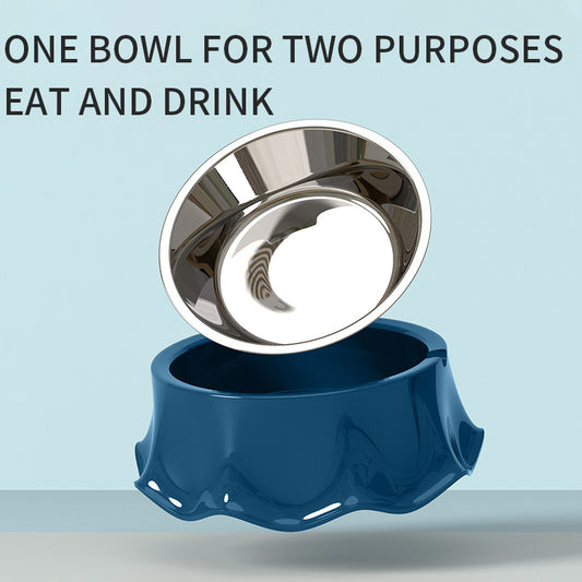 Combined Stainless Steel Dog Food and Water Bowl