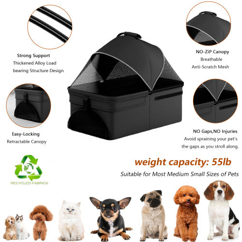 Folding Dog Stroller with Sun Shade